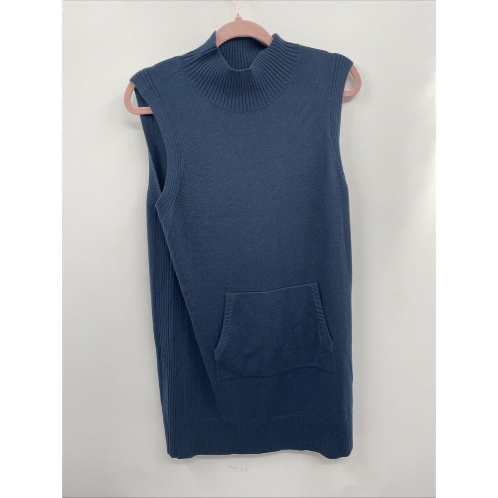 Title Nine Jenner Sweater Dress Womens Medium Midnight Sleeveless Mock Neck NWT